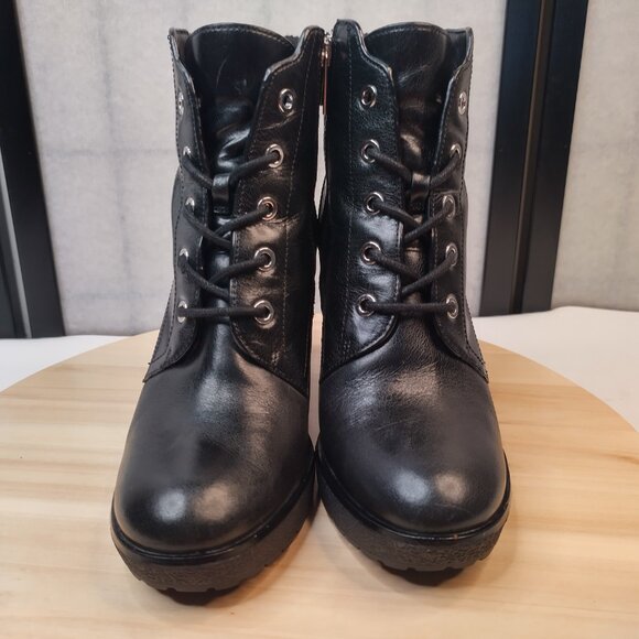 Michael Kors Kim Leather Ankle Lace Up Black High Heel Booties Women US 7M - Picture 3 of 13